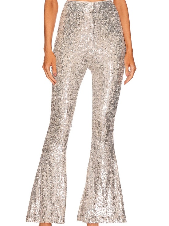 Show Me Your MuMu Pants - Show Me Your MuMu Silver Sequin High Waisted Flare Mercury Bells Pants